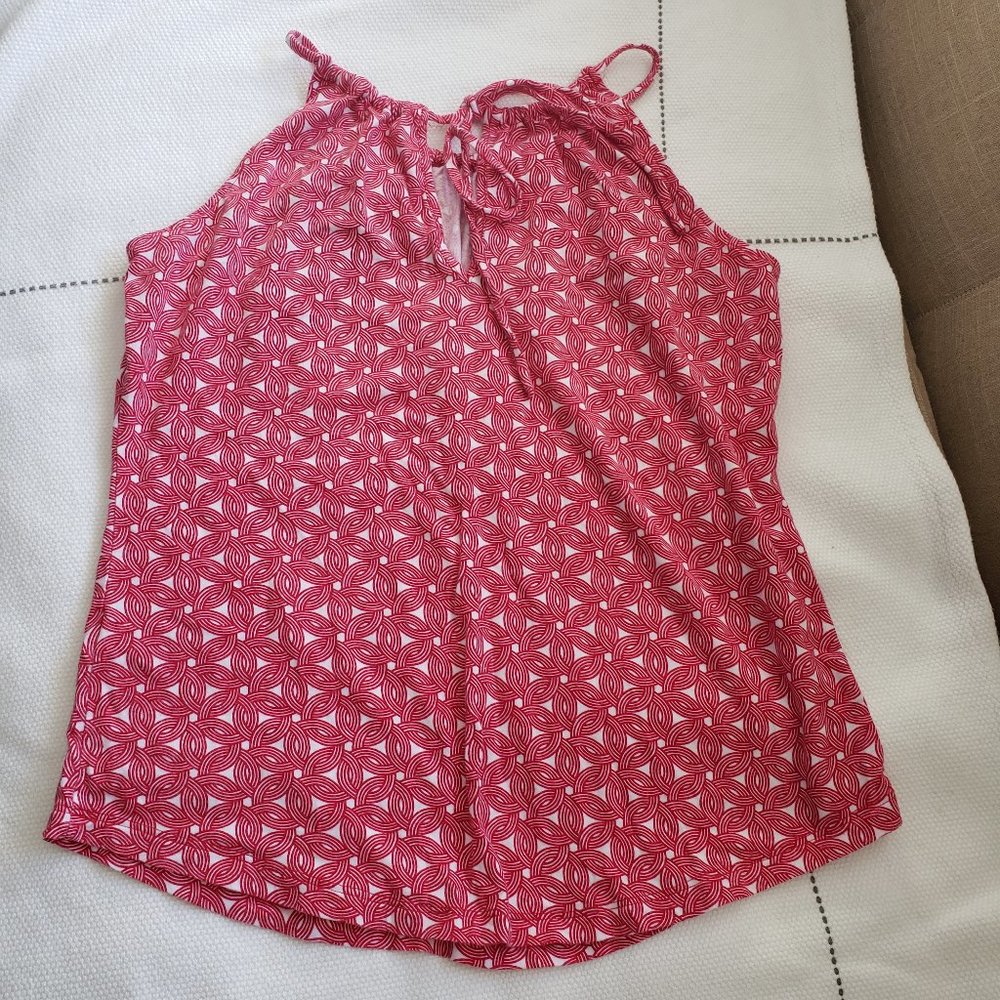 Banana Republic Red/White Geo Print Tank Petite Xs